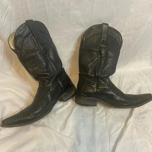 Men's White Diamond Cowboy Western BOOTS Black Alligator Leather size 8 - Picture 2 of 10